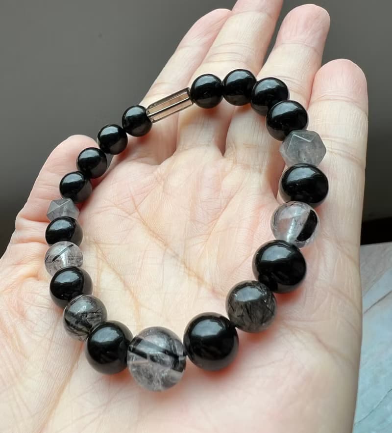 ||黑力||海底輪能量防小人 水晶 手環 黑碧璽/髮晶/茶晶 快速出貨