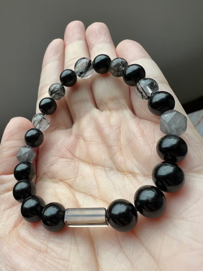 ||黑力||海底輪能量防小人 水晶 手環 黑碧璽/髮晶/茶晶 快速出貨