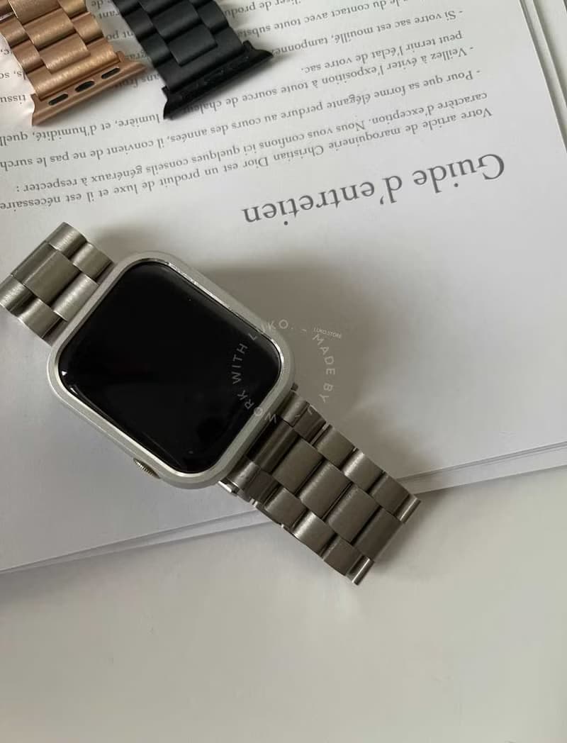 Apple Watch | 寬版復古不鏽鋼錶帶星光 鋼色 男款女款
