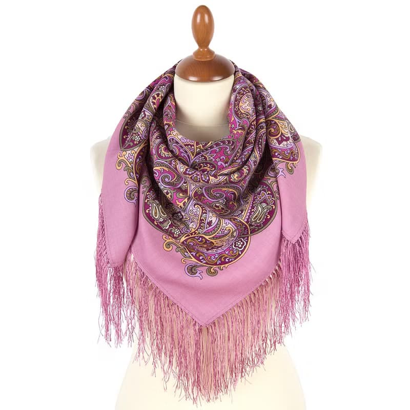 Authentic Pavlovo Posad Russian Shawl Scarf Soft 100% Wool 89x89 cm 2043-3