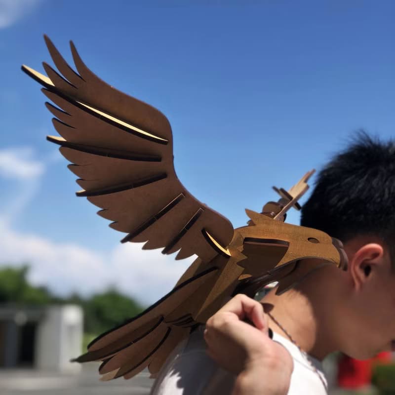【手作DIY】 展翅高飛 翱翔飛鷹 老鷹造型 木質 名片座