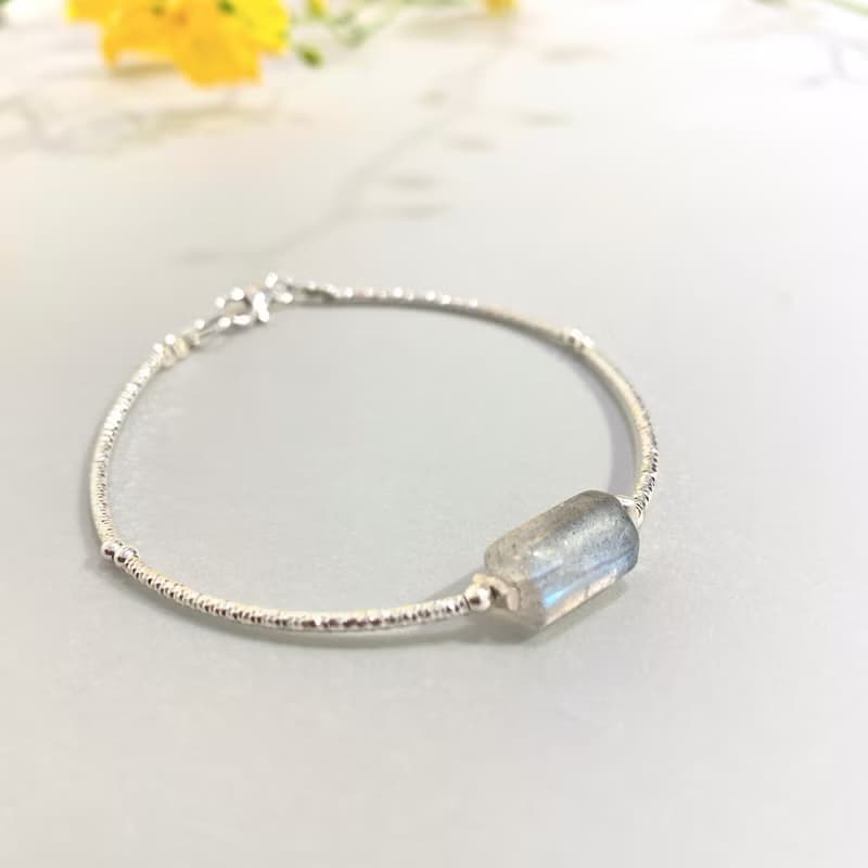 Ops Labradorite bracelet -藍光拉長石/純銀/手工繩編/獨特/簡約