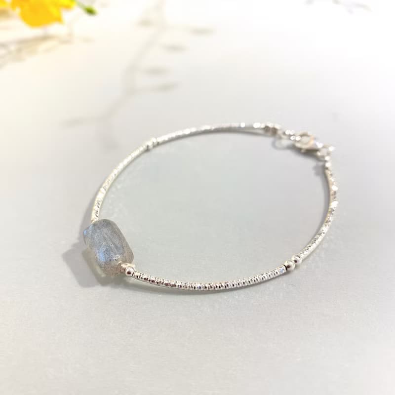 Ops Labradorite bracelet -藍光拉長石/純銀/手工繩編/獨特/簡約