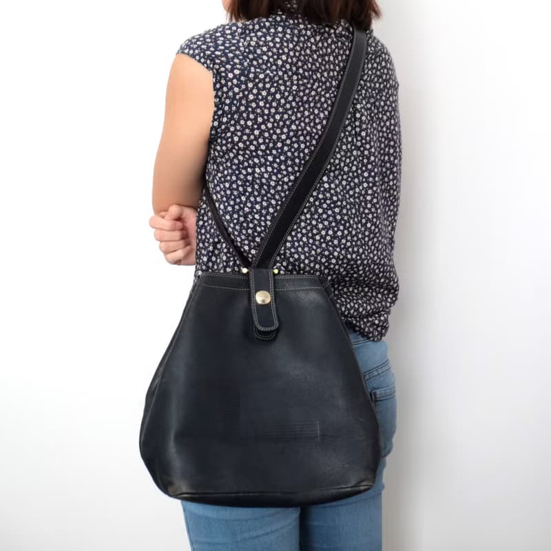 法國復古Lancel黑色單肩皮袋