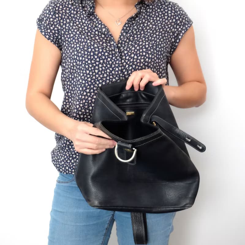 法國復古Lancel黑色單肩皮袋