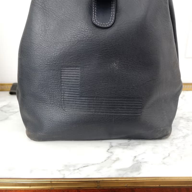 法國復古Lancel黑色單肩皮袋