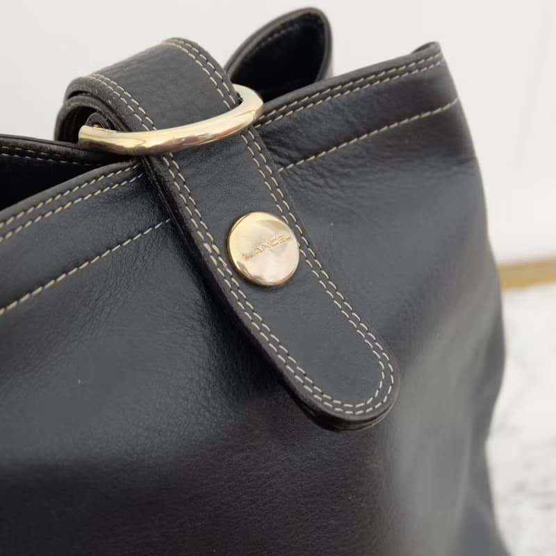 法國復古Lancel黑色單肩皮袋