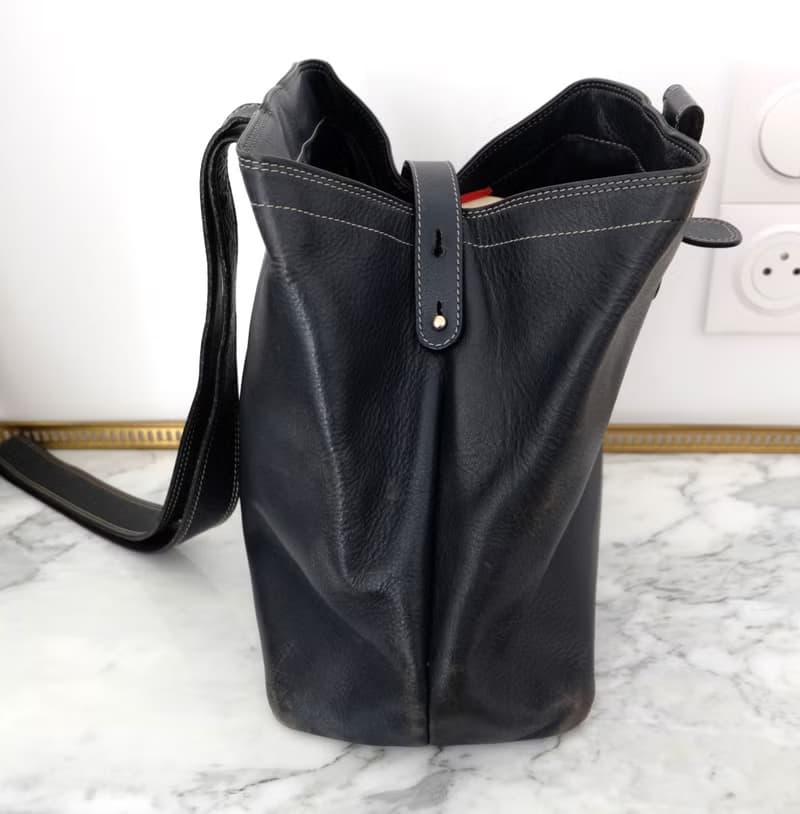 法國復古Lancel黑色單肩皮袋