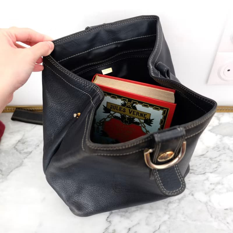 法國復古Lancel黑色單肩皮袋