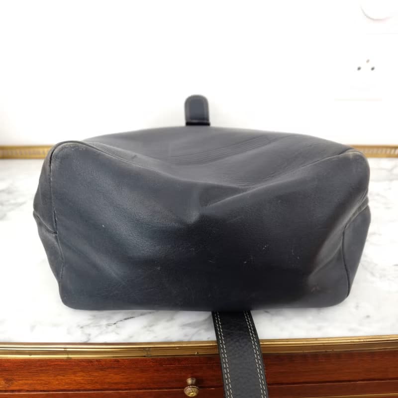 法國復古Lancel黑色單肩皮袋