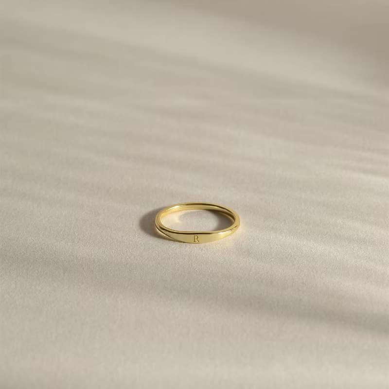 925純銀鍍18k金 經典窄版單環刻字戒指 情侶戒指 閨蜜禮物