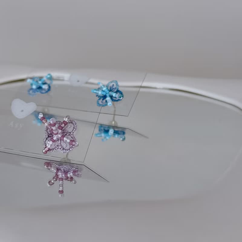 刺繡小花耳環(可改耳夾)