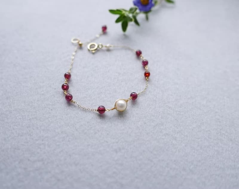 │14kgf輕珠寶│天然寶石珍珠手鍊一