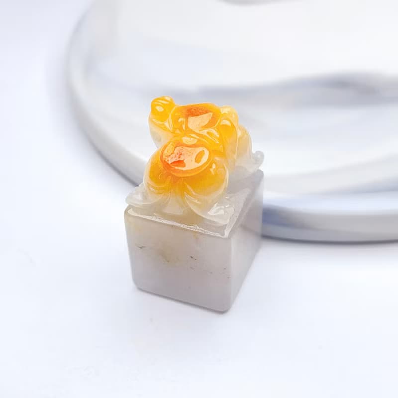 【招財神獸】飄黃翡翡翠貔貅印章 | 天然緬甸玉翡翠A貨