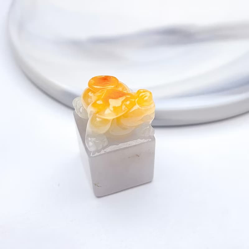 【招財神獸】飄黃翡翡翠貔貅印章 | 天然緬甸玉翡翠A貨