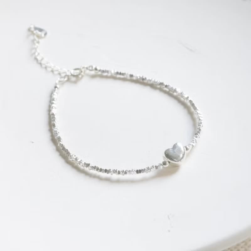 古典愛心小碎銀925純銀手鍊