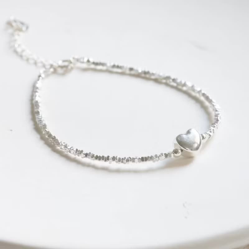 古典愛心小碎銀925純銀手鍊
