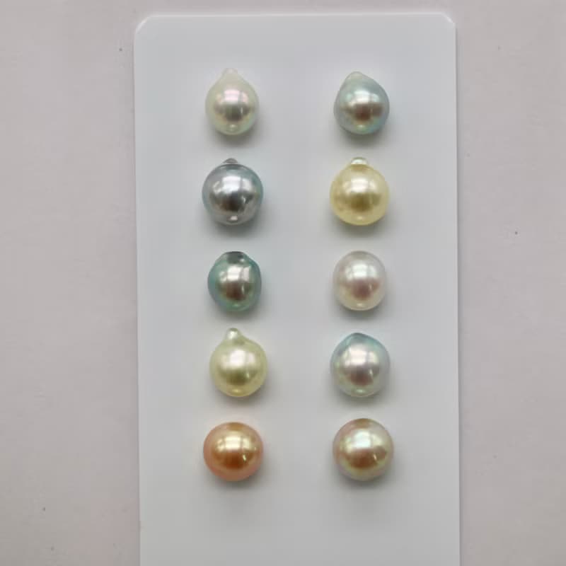 日本直送 數量限定 天然雙色巴洛克形Akoya珍珠耳環 耳釘 耳飾