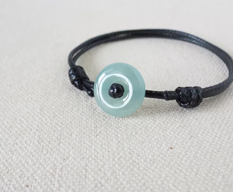 本命年【平安‧如意】平安扣翡翠韓國蠟線手鍊Sga04招財、防小人