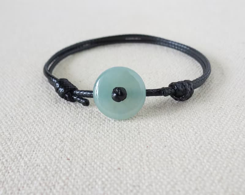 本命年【平安‧如意】平安扣翡翠韓國蠟線手鍊Sga04招財、防小人