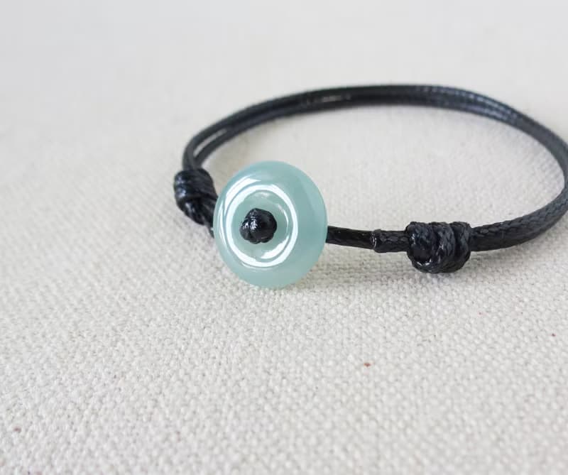 本命年【平安‧如意】平安扣翡翠韓國蠟線手鍊Sga04招財、防小人