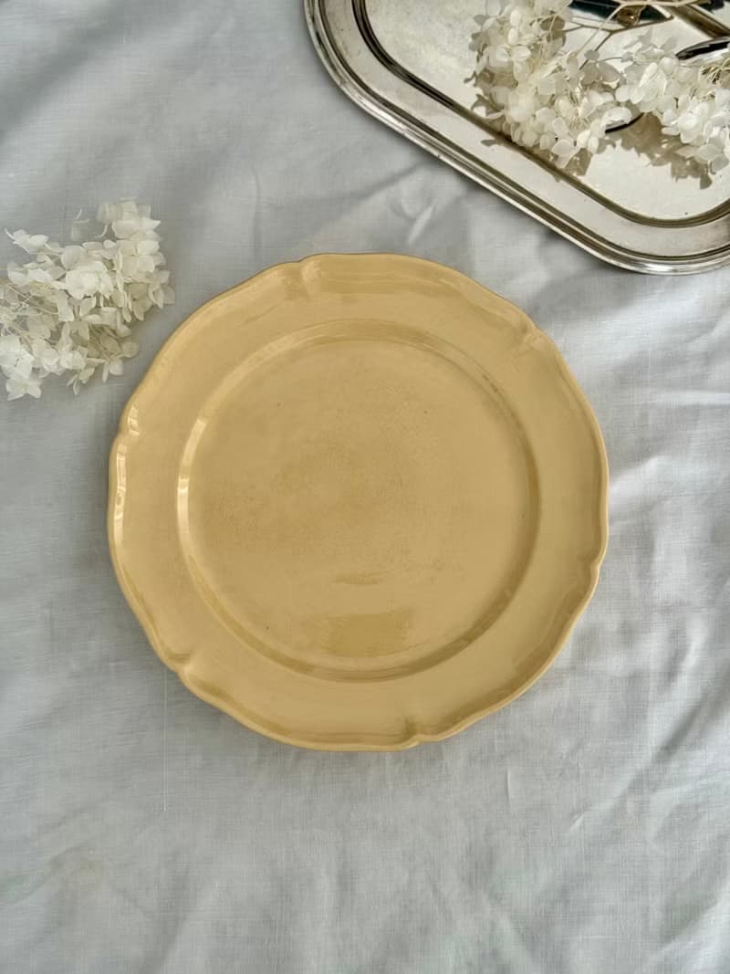 40728-稀有古董Villeroy & Boch波紋盤緣高腳盤 24cm
