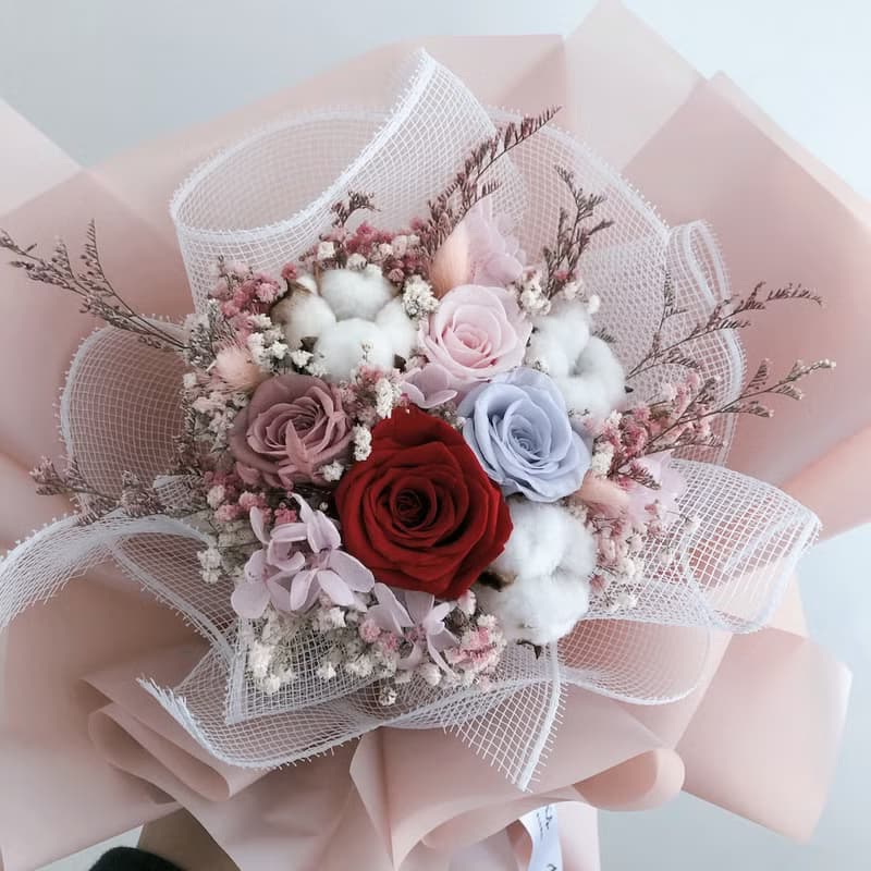 情人節花束 畢業花束 生日禮物 母親節花束 繽紛永生花 韓式綁花