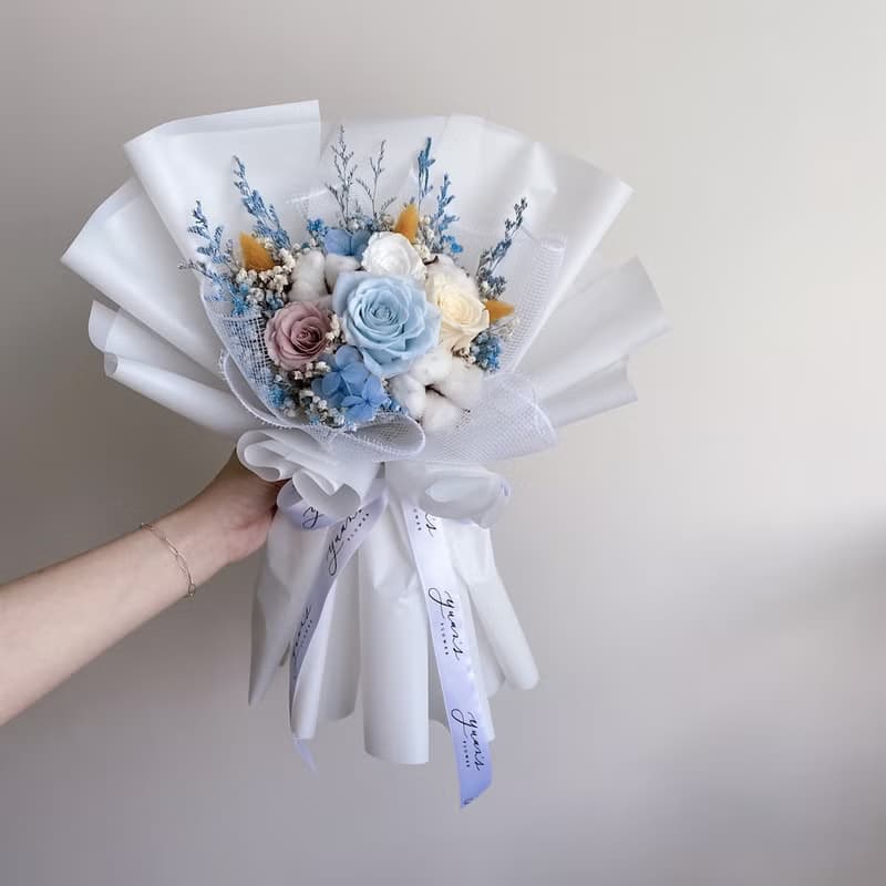 情人節花束 畢業花束 生日禮物 母親節花束 繽紛永生花 韓式綁花