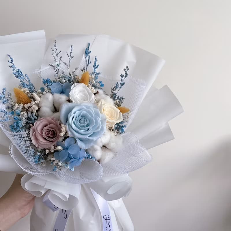 情人節花束 畢業花束 生日禮物 母親節花束 繽紛永生花 韓式綁花