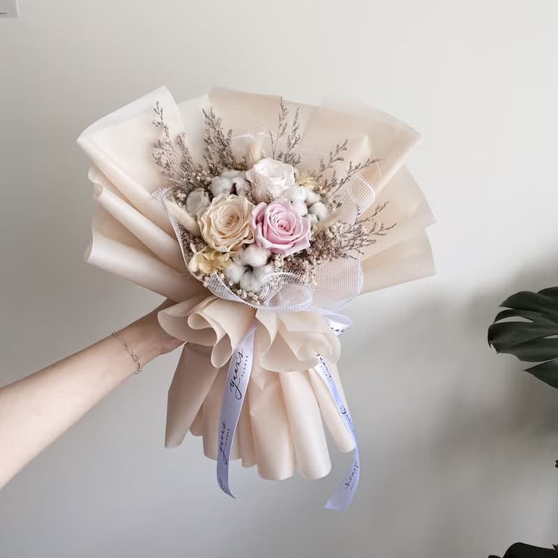 情人節花束 畢業花束 生日禮物 母親節花束 繽紛永生花 韓式綁花