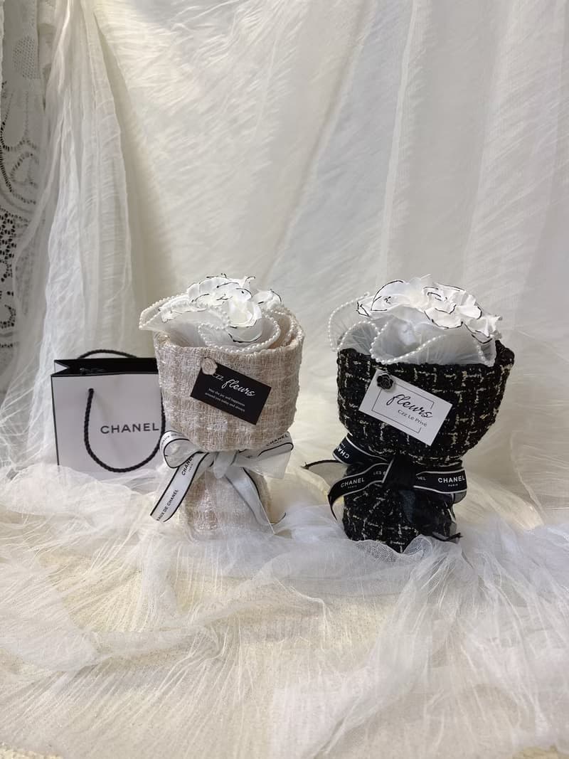 小香風永生花花束 情人節 生日禮物 求婚花束 香奈兒毛呢花束