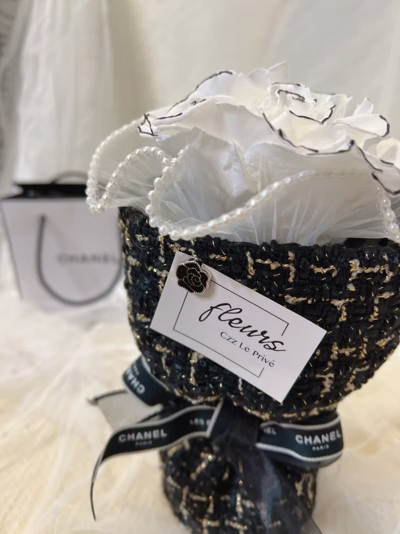 小香風永生花花束 情人節 生日禮物 求婚花束 香奈兒毛呢花束