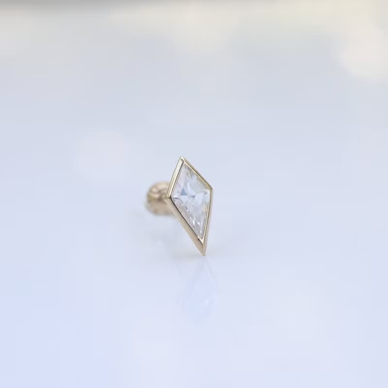 14K 菱形鑽鎖珠耳環(單個)耳骨 耳窩 不退色