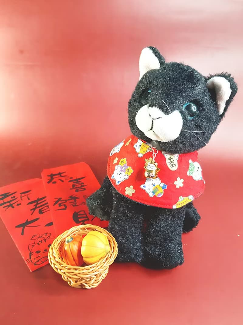 主僕放閃-萌寵招財系列-招財貓雙面領巾+布紅包袋