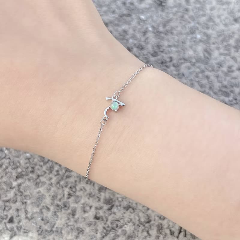 天然石925純銀英文字母水晶手鍊 V