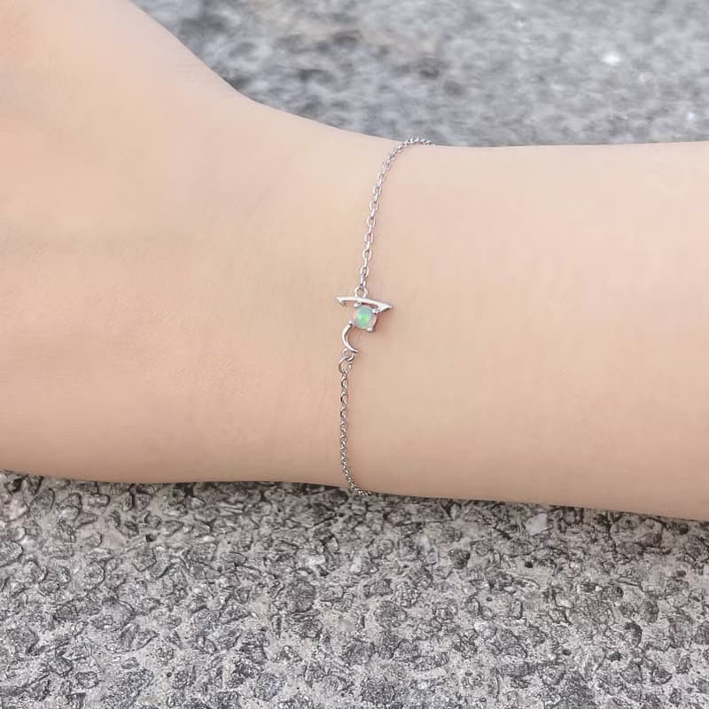 天然石925純銀英文字母水晶手鍊 V