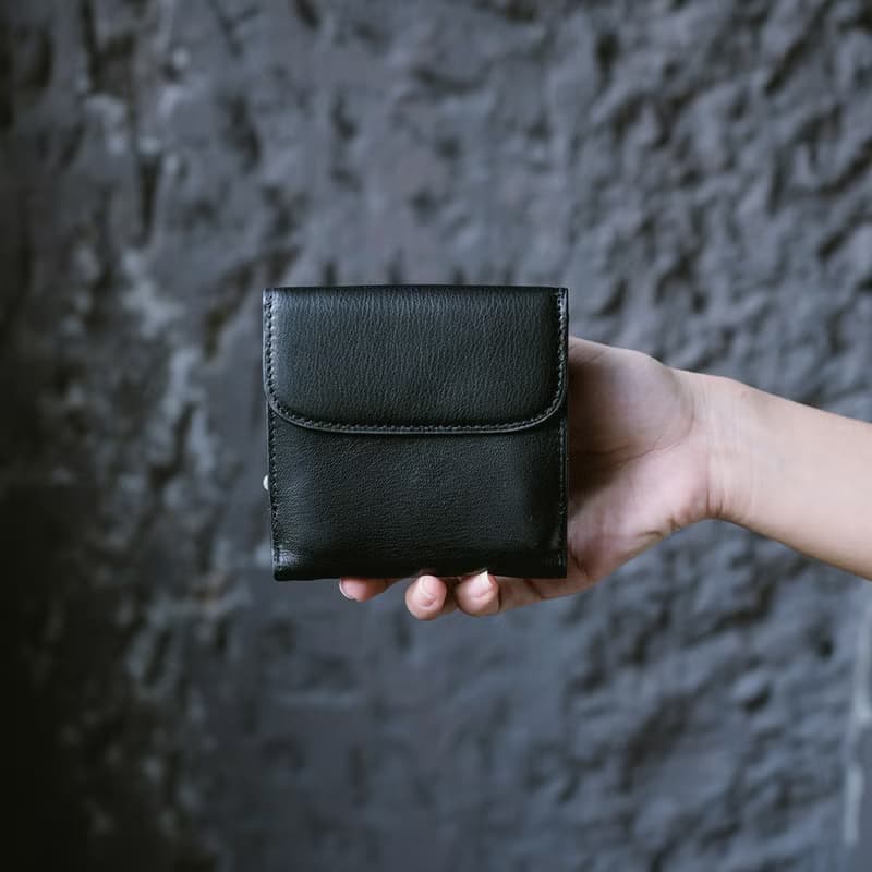 【禮盒】真皮簡約迷你短夾 X0081 黑