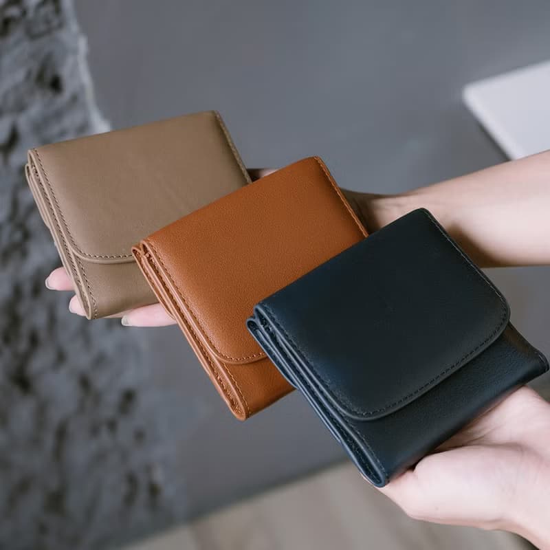 【禮盒】真皮簡約迷你短夾 X0081 黑