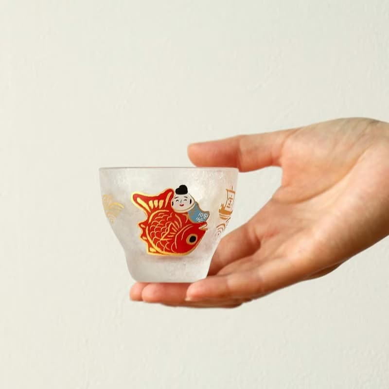 90cc【日本ADERIA】人氣吉祥物 紅鯛 招福杯