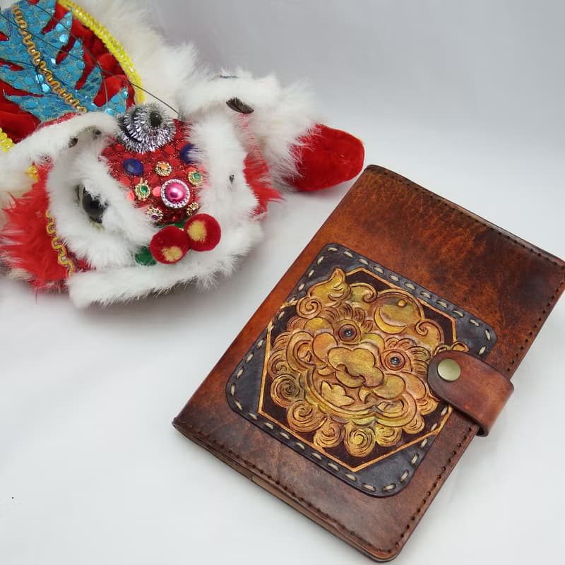吉祥獅-皮革筆記本手帳書札書衣(加贈皮書籤)