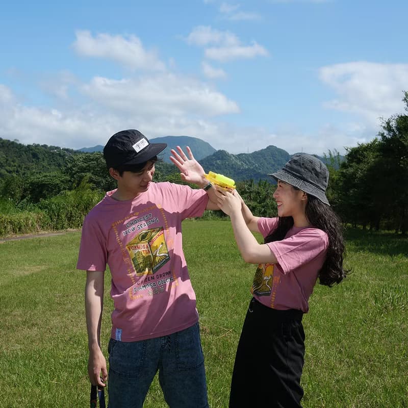 復古T-Shirt-臺灣茶(莓紅色)　男女同款　台灣茶