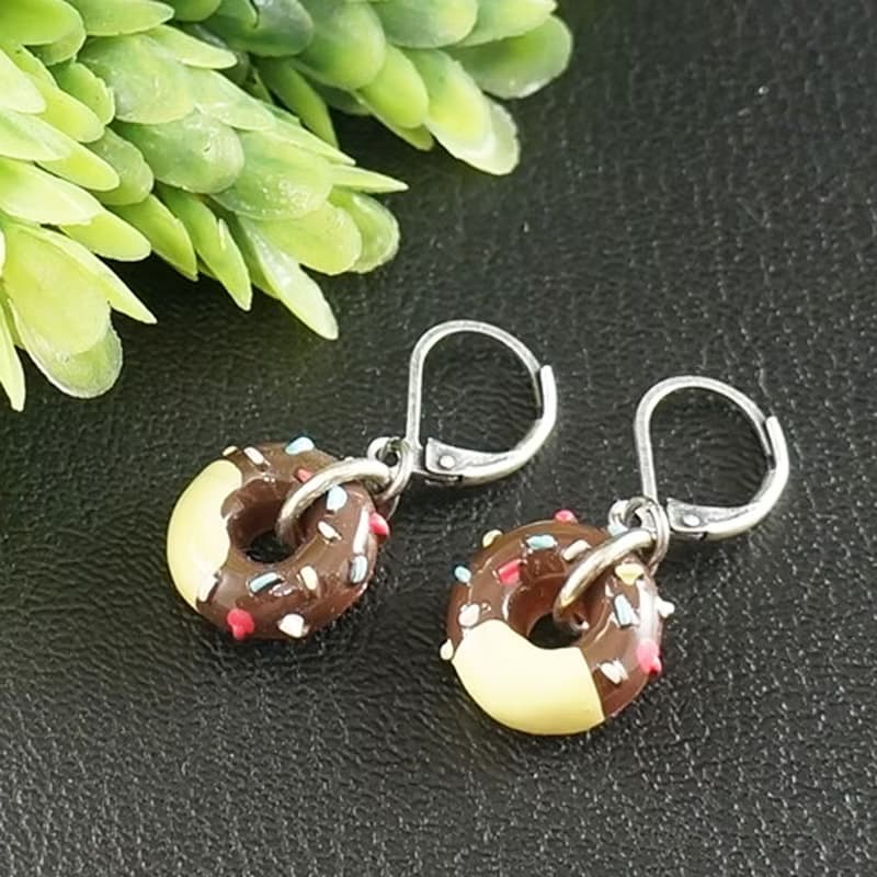 Mini Donut Earrings Cute Donuts Doughnut Dessert Kawaii Food Earrings Jewelry