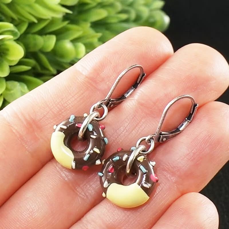 Mini Donut Earrings Cute Donuts Doughnut Dessert Kawaii Food Earrings Jewelry