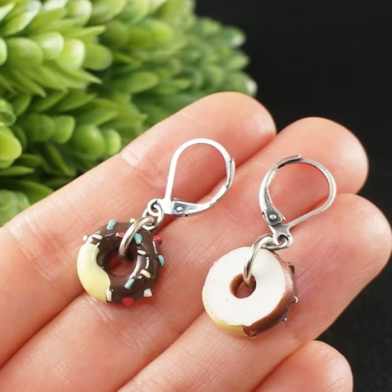 Mini Donut Earrings Cute Donuts Doughnut Dessert Kawaii Food Earrings Jewelry