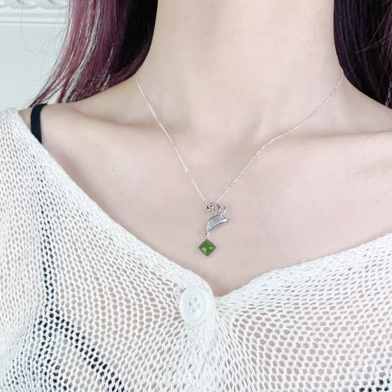 洋洋 玉 墜子 項鍊 天然碧玉 A貨 925 純銀 生日 情人節 禮物