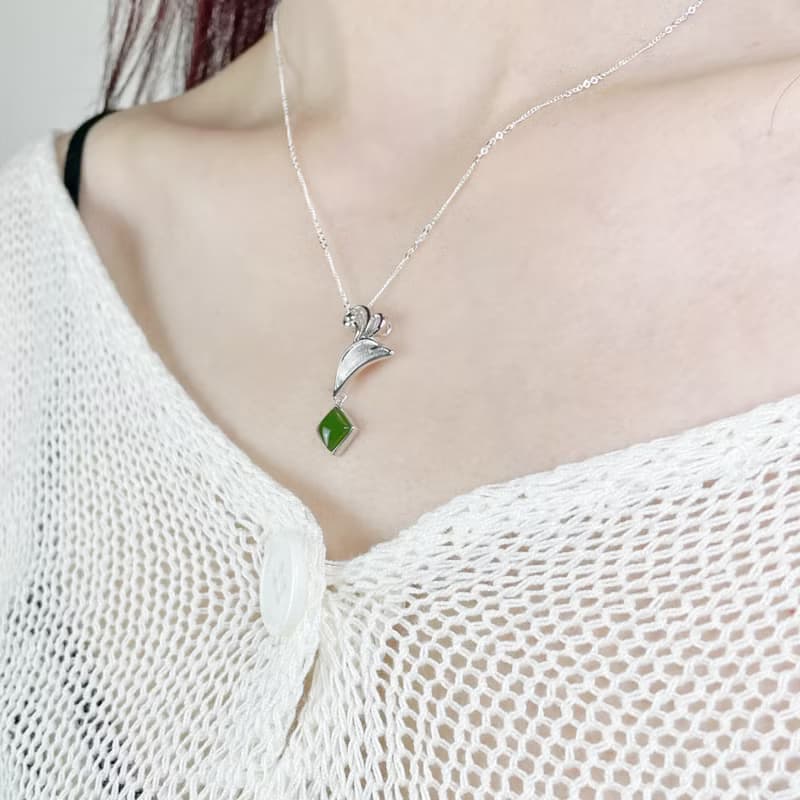 洋洋 玉 墜子 項鍊 天然碧玉 A貨 925 純銀 生日 情人節 禮物