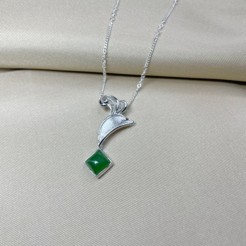 洋洋 玉 墜子 項鍊 天然碧玉 A貨 925 純銀 生日 情人節 禮物