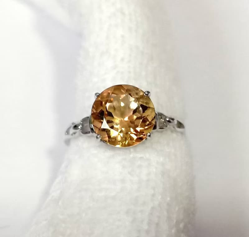 Natural imperial topaz ring silver sterling or ring wedding size 7.0 free resize