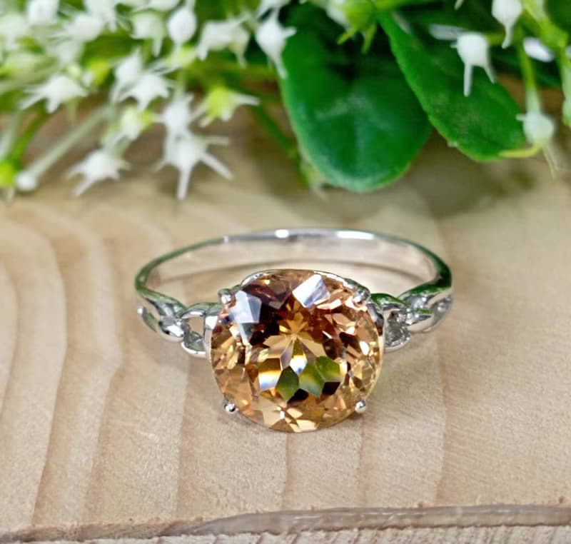 Natural imperial topaz ring silver sterling or ring wedding size 7.0 free resize