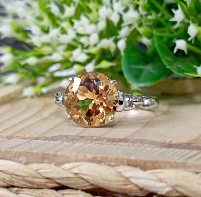 Natural imperial topaz ring silver sterling or ring wedding size 7.0 free resize